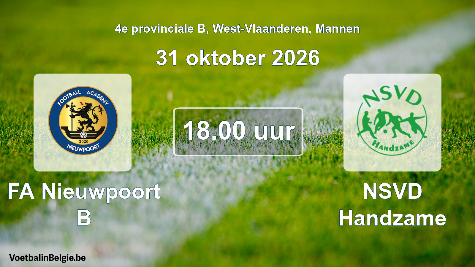 Geplande wedstrijd mannenvoetbal: FA Nieuwpoort B - NSVD Handzame (31 oktober 2026)