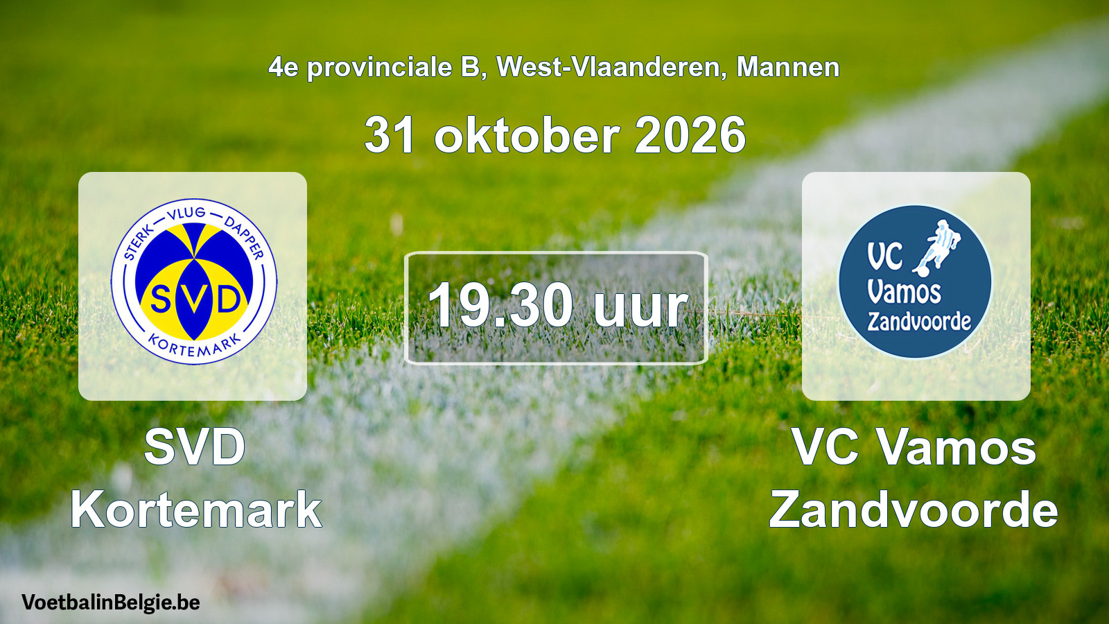 Geplande wedstrijd mannenvoetbal: SVD Kortemark - VC Vamos Zandvoorde (31 oktober 2026)