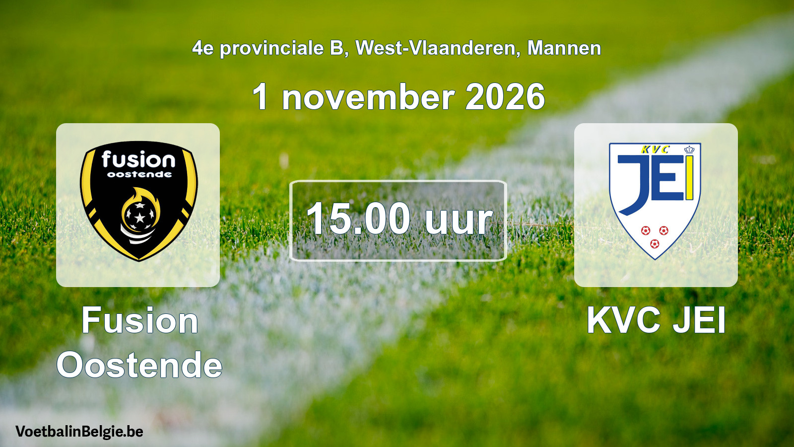 Geplande wedstrijd mannenvoetbal: Fusion Oostende - KVC JEI (1 november 2026)