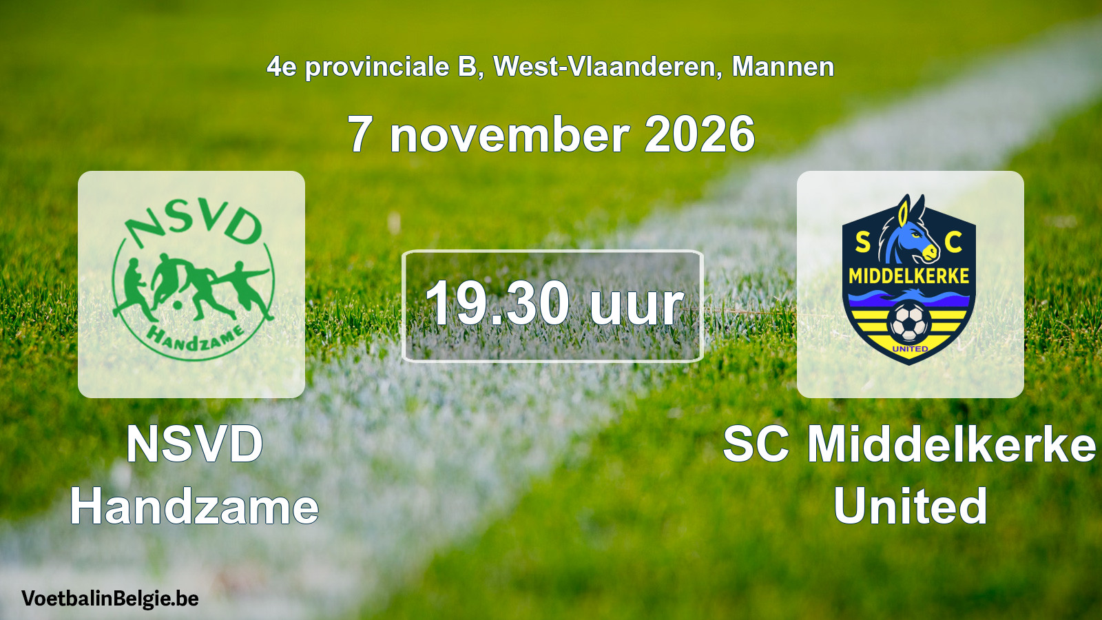Geplande wedstrijd mannenvoetbal: NSVD Handzame - SC Middelkerke United (7 november 2026)