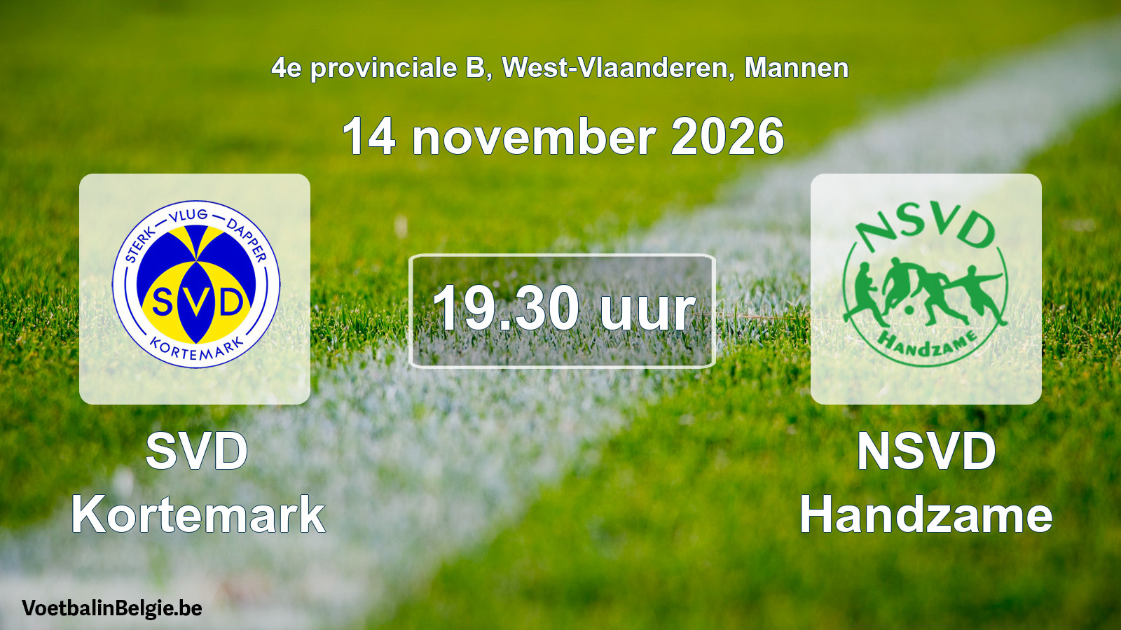 Geplande wedstrijd mannenvoetbal: SVD Kortemark - NSVD Handzame (14 november 2026)