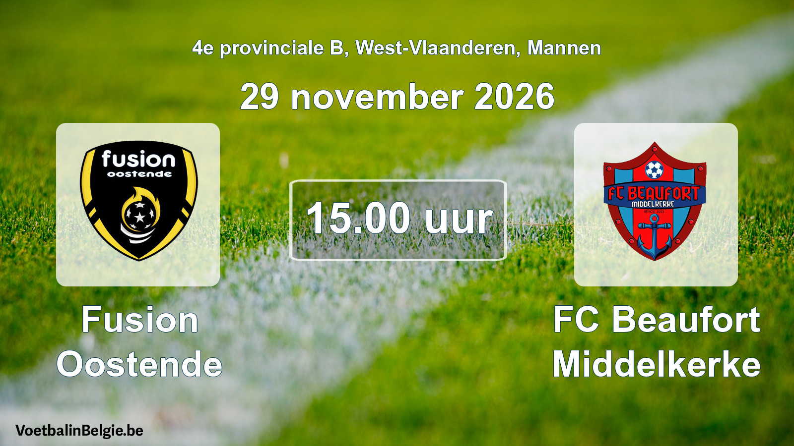 Geplande wedstrijd mannenvoetbal: Fusion Oostende - FC Beaufort Middelkerke (29 november 2026)