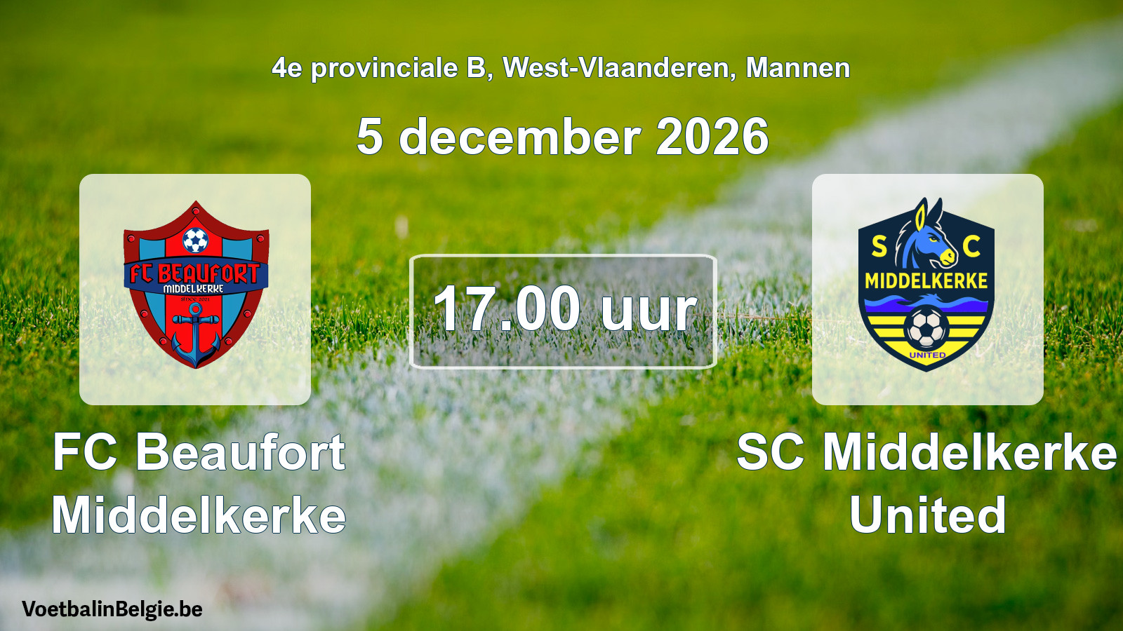 Geplande wedstrijd mannenvoetbal: FC Beaufort Middelkerke - SC Middelkerke United (5 december 2026)