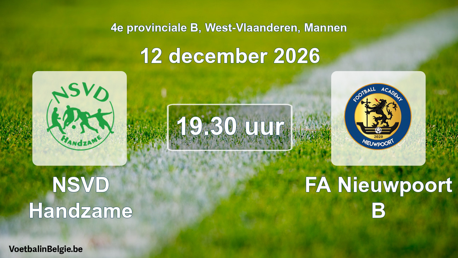 Geplande wedstrijd mannenvoetbal: NSVD Handzame - FA Nieuwpoort B (12 december 2026)