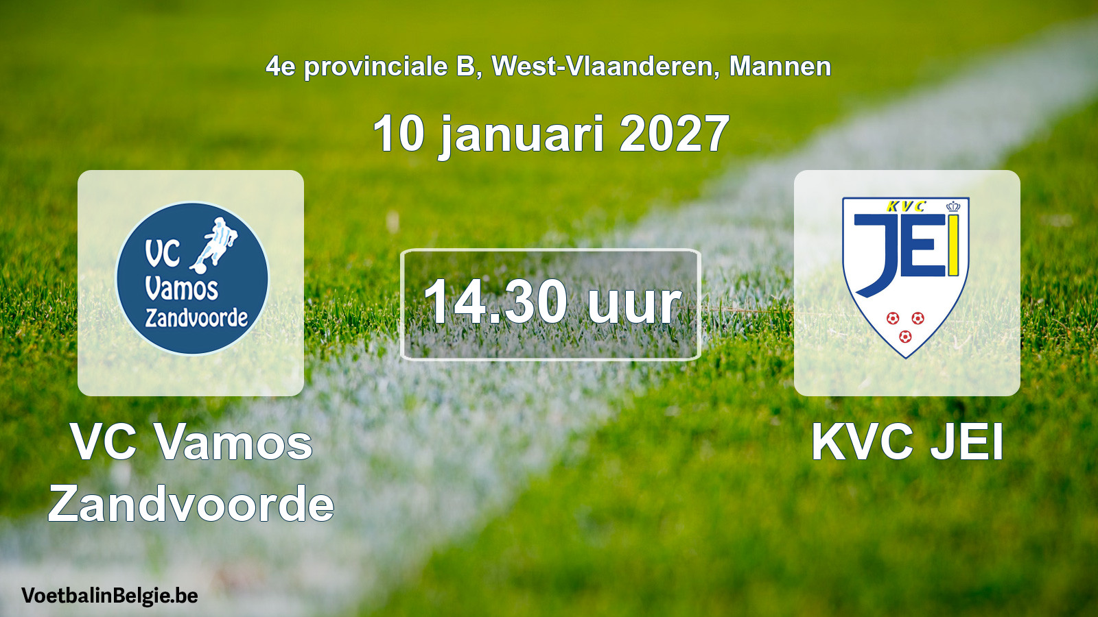Geplande wedstrijd mannenvoetbal: VC Vamos Zandvoorde - KVC JEI (10 januari 2027)