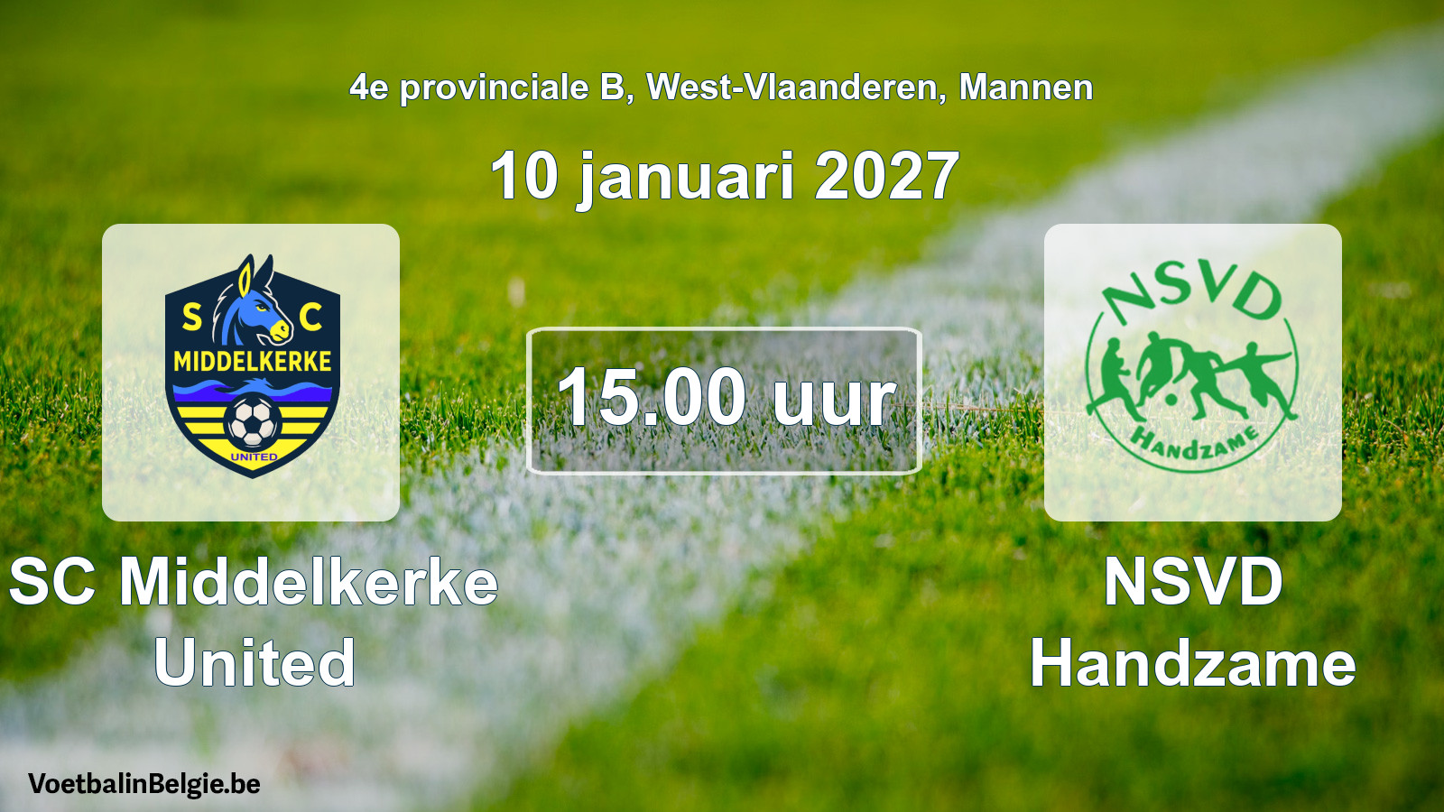 Geplande wedstrijd mannenvoetbal: SC Middelkerke United - NSVD Handzame (10 januari 2027)
