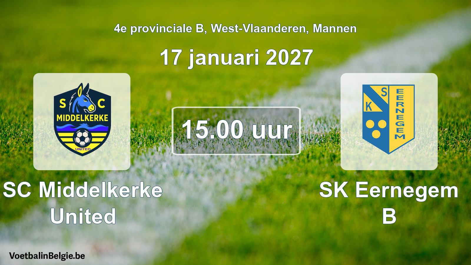 Geplande wedstrijd mannenvoetbal: SC Middelkerke United - SK Eernegem B (17 januari 2027)