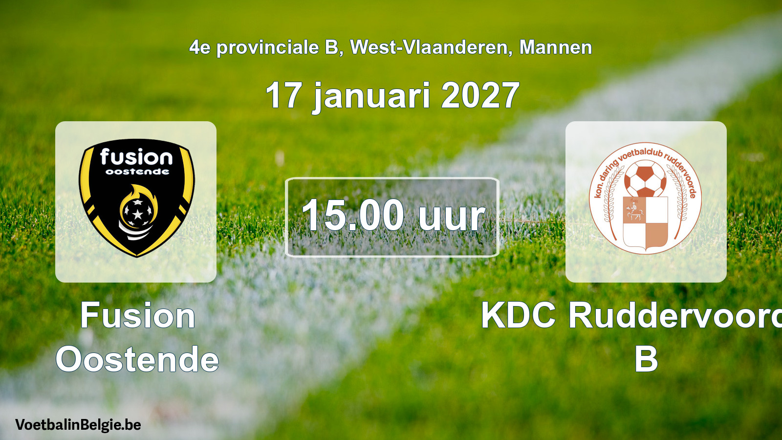Geplande wedstrijd mannenvoetbal: Fusion Oostende - KDC Ruddervoorde B (17 januari 2027)
