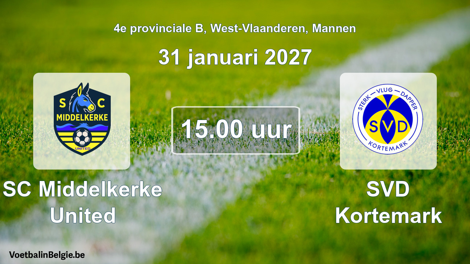 Geplande wedstrijd mannenvoetbal: SC Middelkerke United - SVD Kortemark (31 januari 2027)