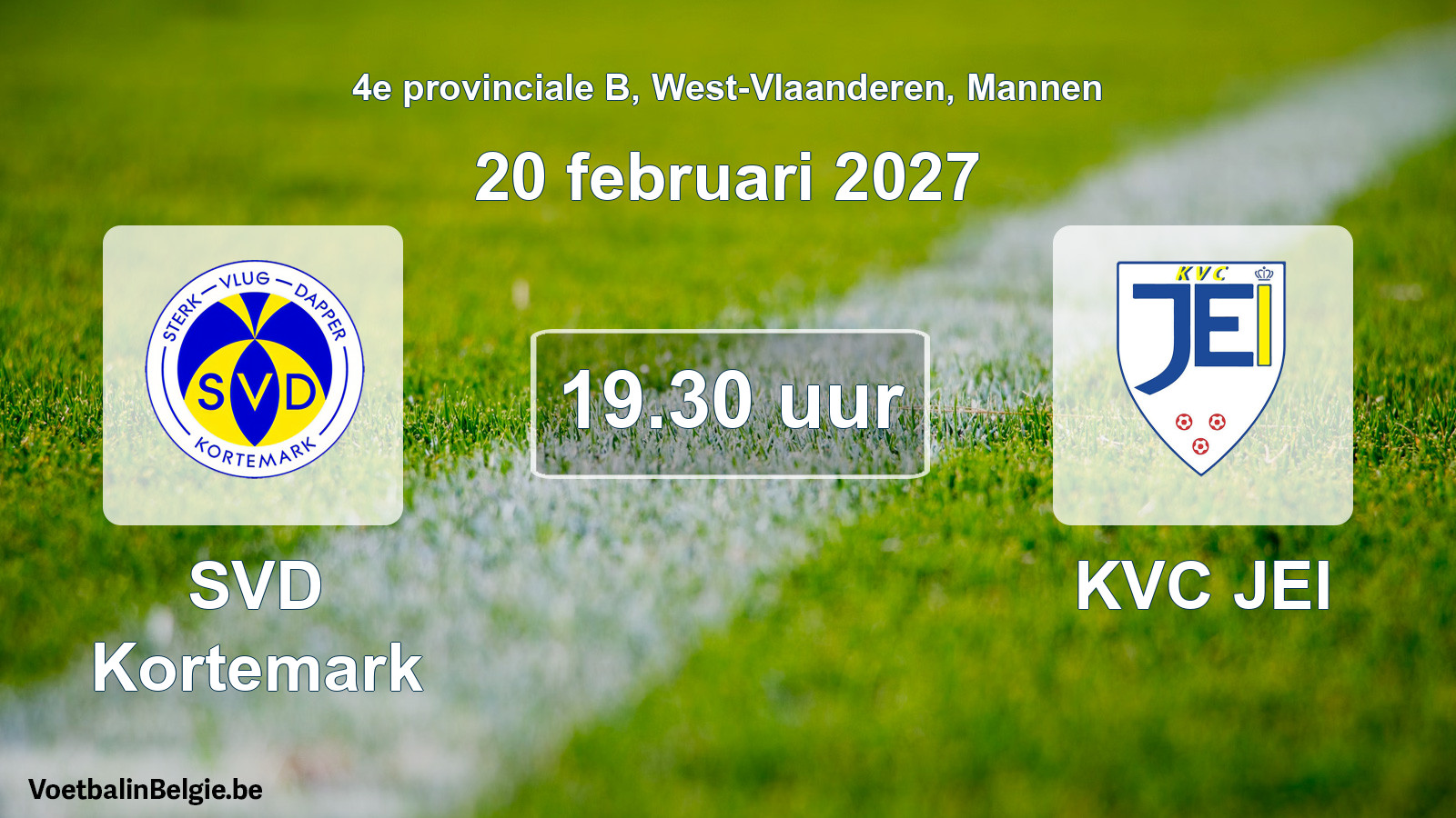 Geplande wedstrijd mannenvoetbal: SVD Kortemark - KVC JEI (20 februari 2027)