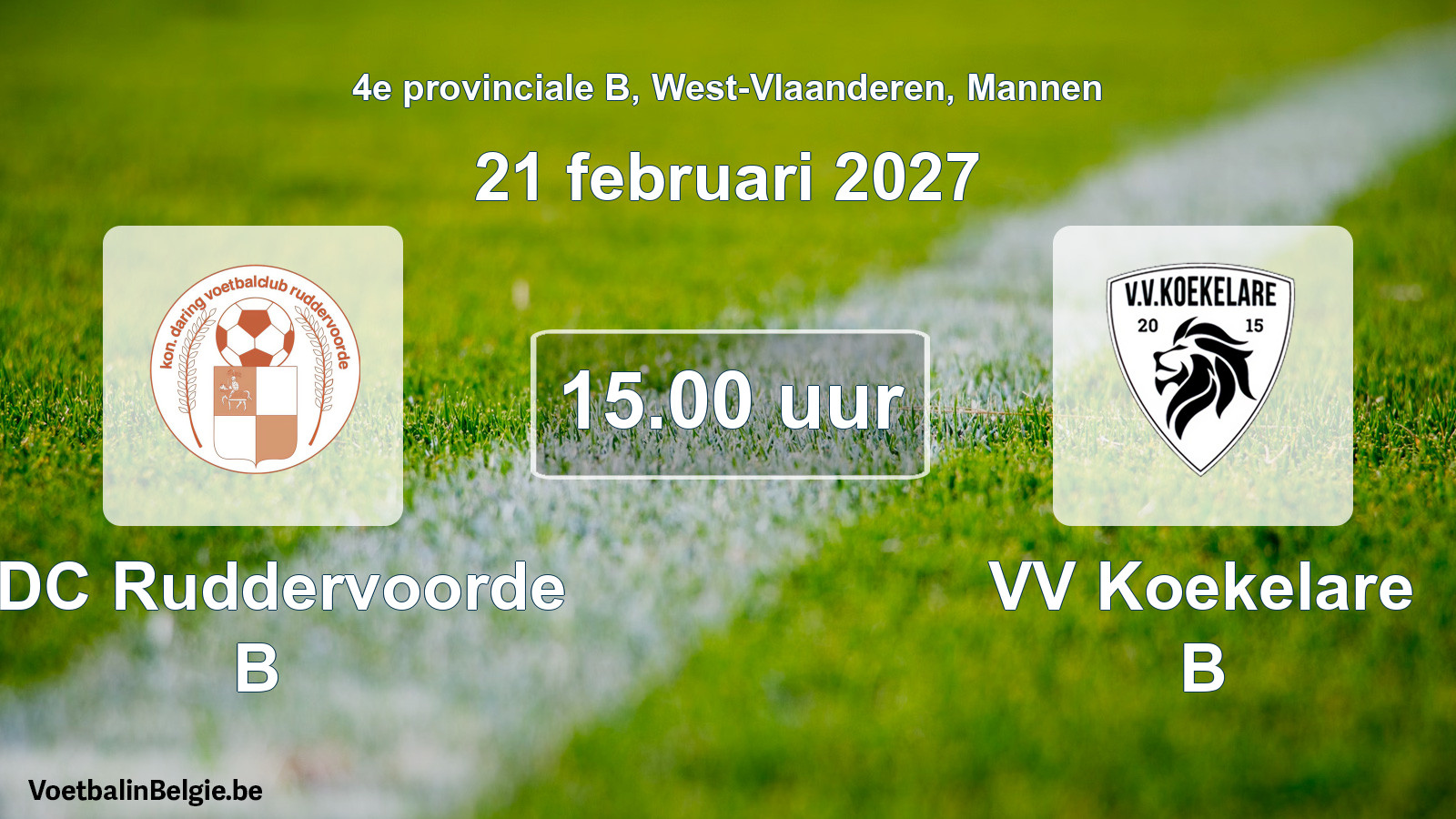 Geplande wedstrijd mannenvoetbal: KDC Ruddervoorde B - VV Koekelare B (21 februari 2027)