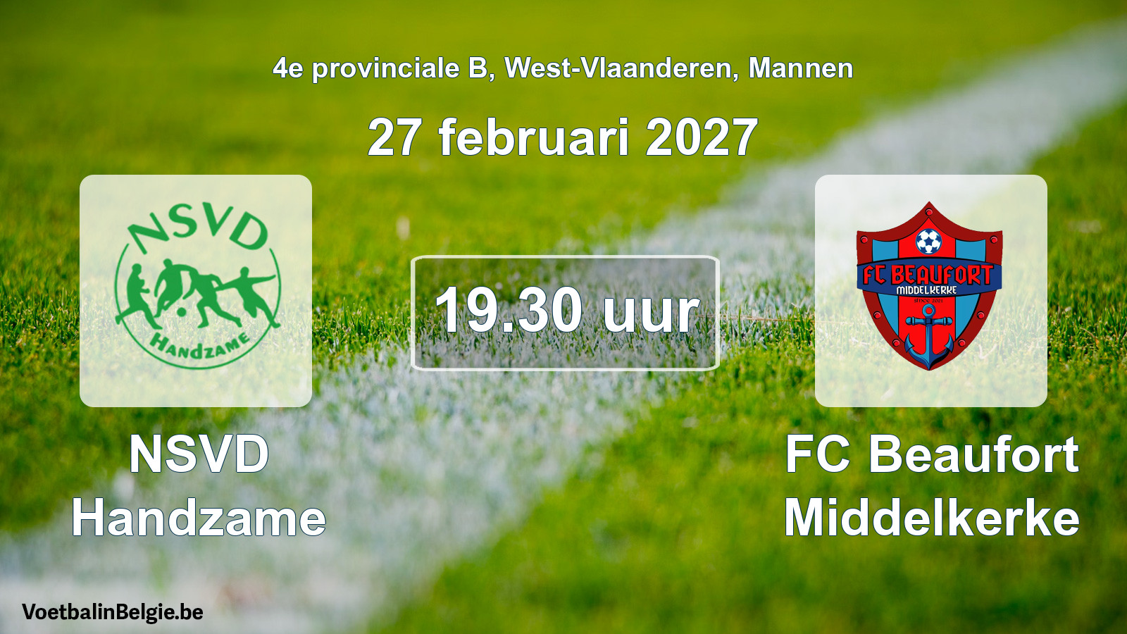 Geplande wedstrijd mannenvoetbal: NSVD Handzame - FC Beaufort Middelkerke (27 februari 2027)