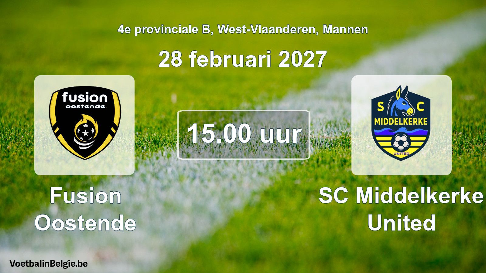 Geplande wedstrijd mannenvoetbal: Fusion Oostende - SC Middelkerke United (28 februari 2027)