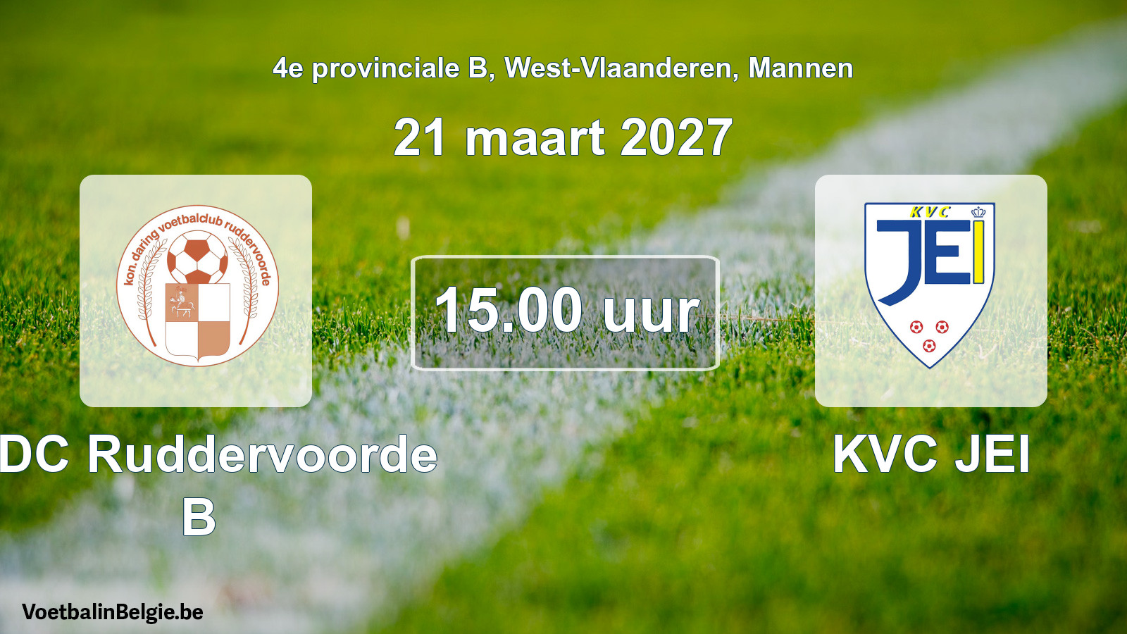 Geplande wedstrijd mannenvoetbal: KDC Ruddervoorde B - KVC JEI (21 maart 2027)