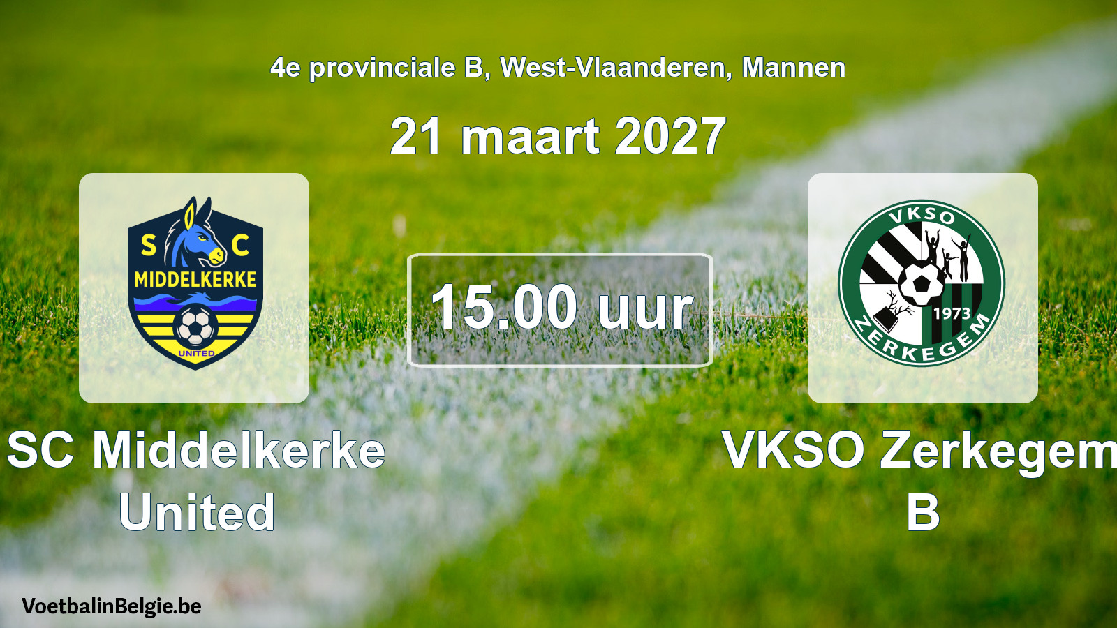 Geplande wedstrijd mannenvoetbal: SC Middelkerke United - VKSO Zerkegem B (21 maart 2027)