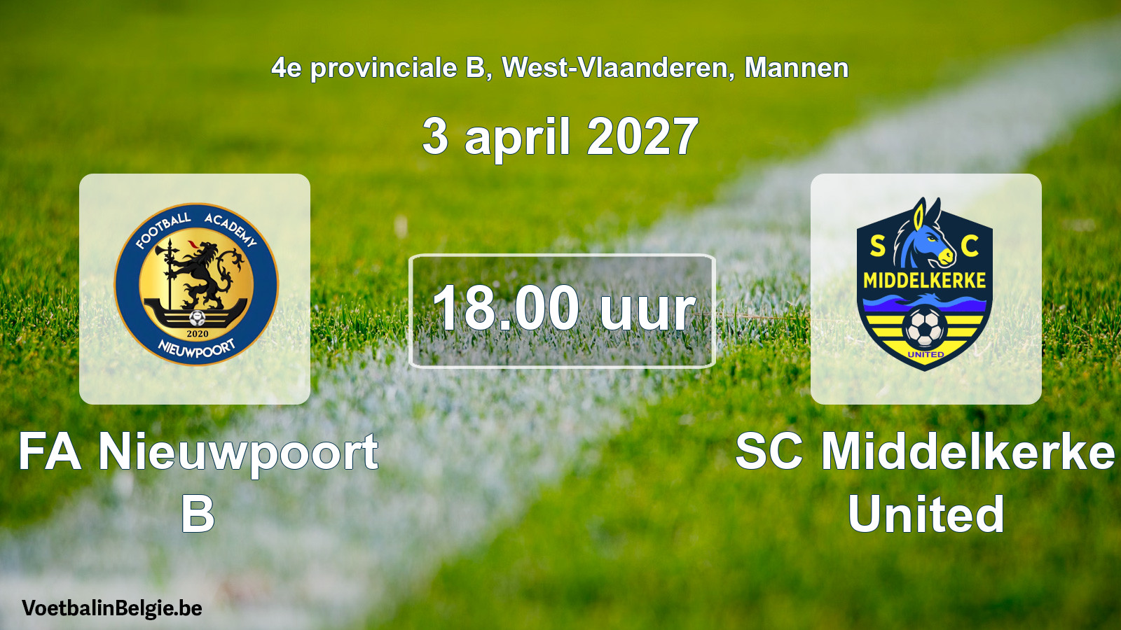 Geplande wedstrijd mannenvoetbal: FA Nieuwpoort B - SC Middelkerke United (3 april 2027)