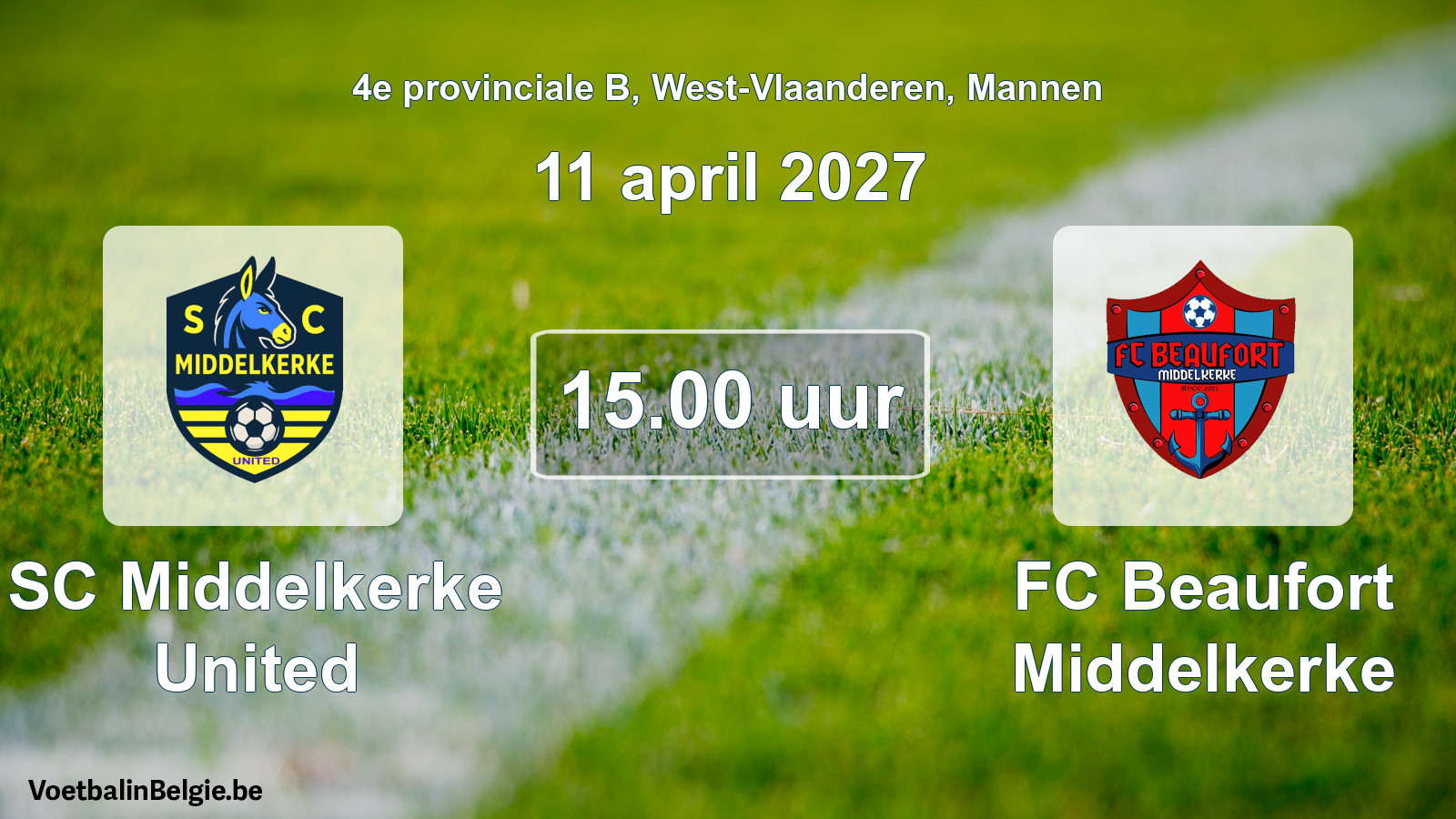 Geplande wedstrijd mannenvoetbal: SC Middelkerke United - FC Beaufort Middelkerke (11 april 2027)