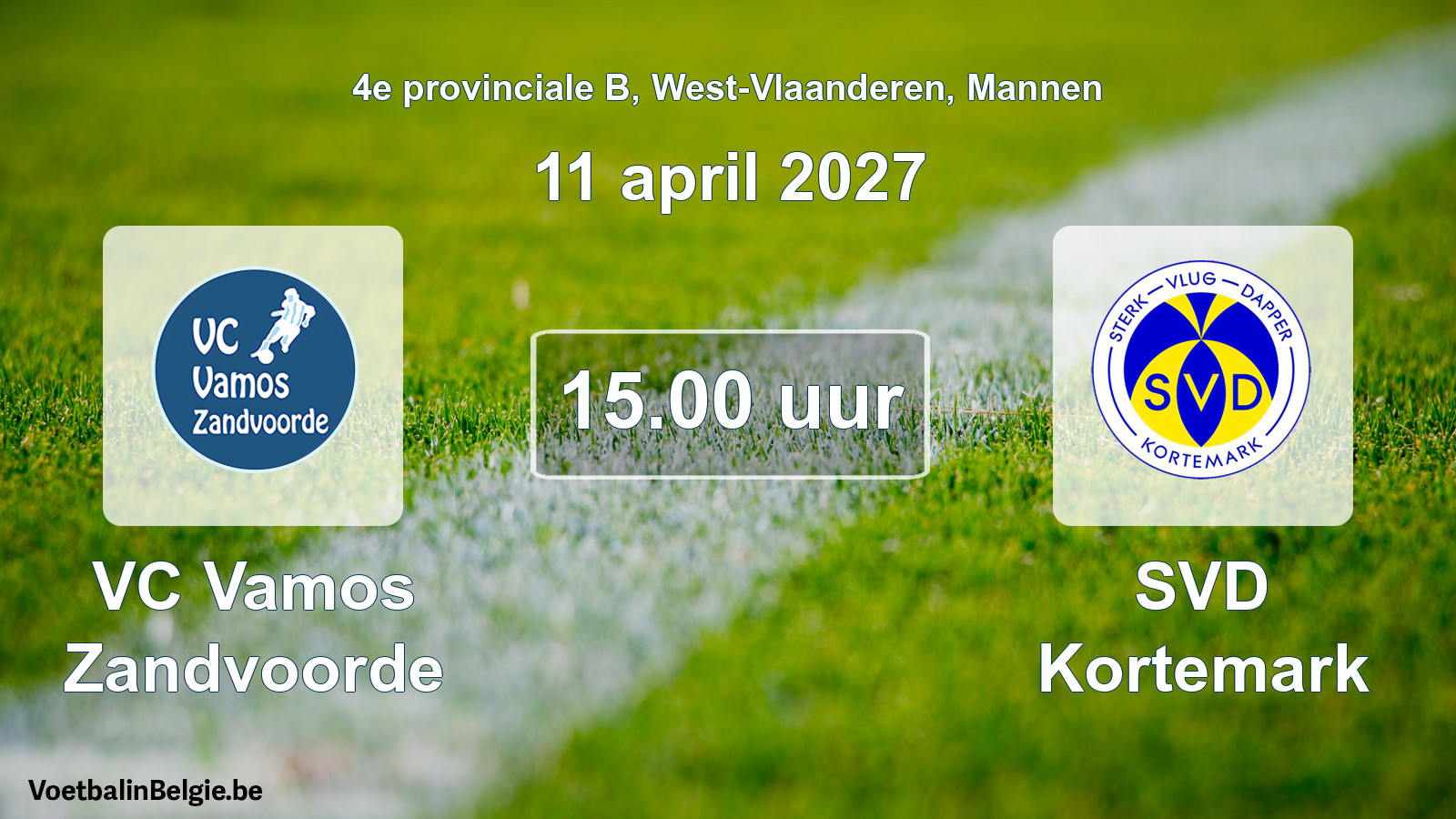 Geplande wedstrijd mannenvoetbal: VC Vamos Zandvoorde - SVD Kortemark (11 april 2027)