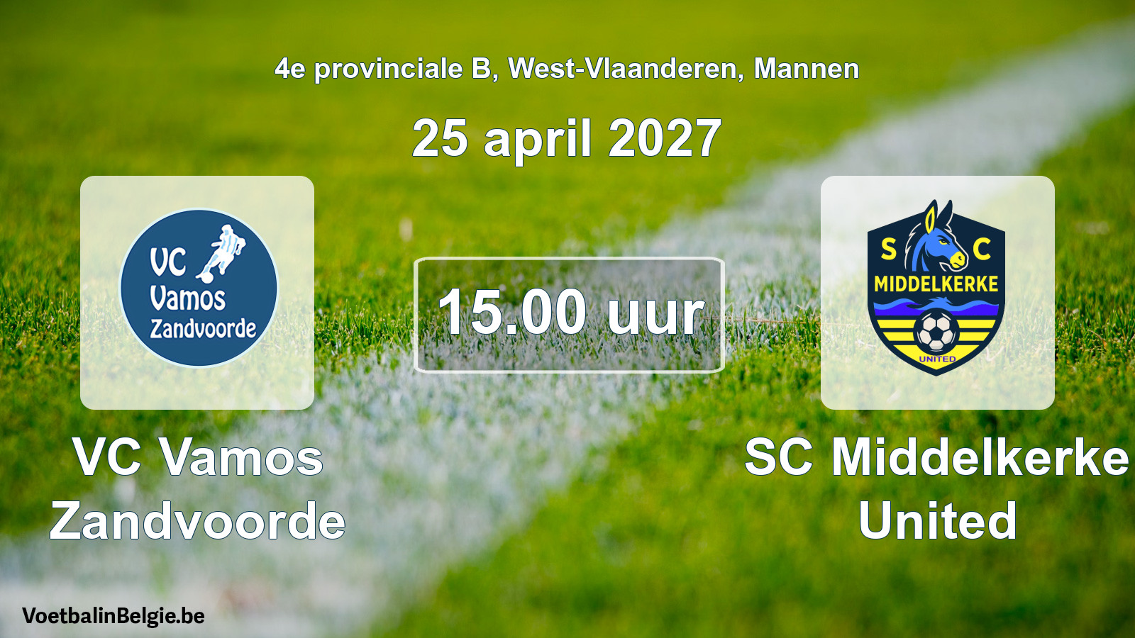Geplande wedstrijd mannenvoetbal: VC Vamos Zandvoorde - SC Middelkerke United (25 april 2027)