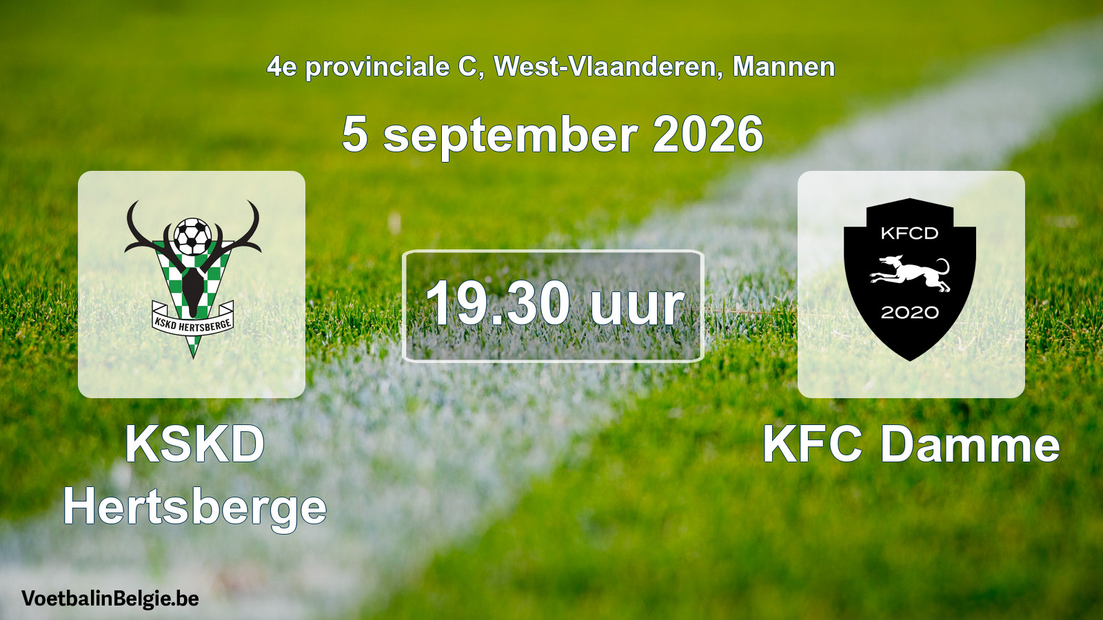 Geplande wedstrijd mannenvoetbal: KSKD Hertsberge - KFC Damme (5 september 2026)