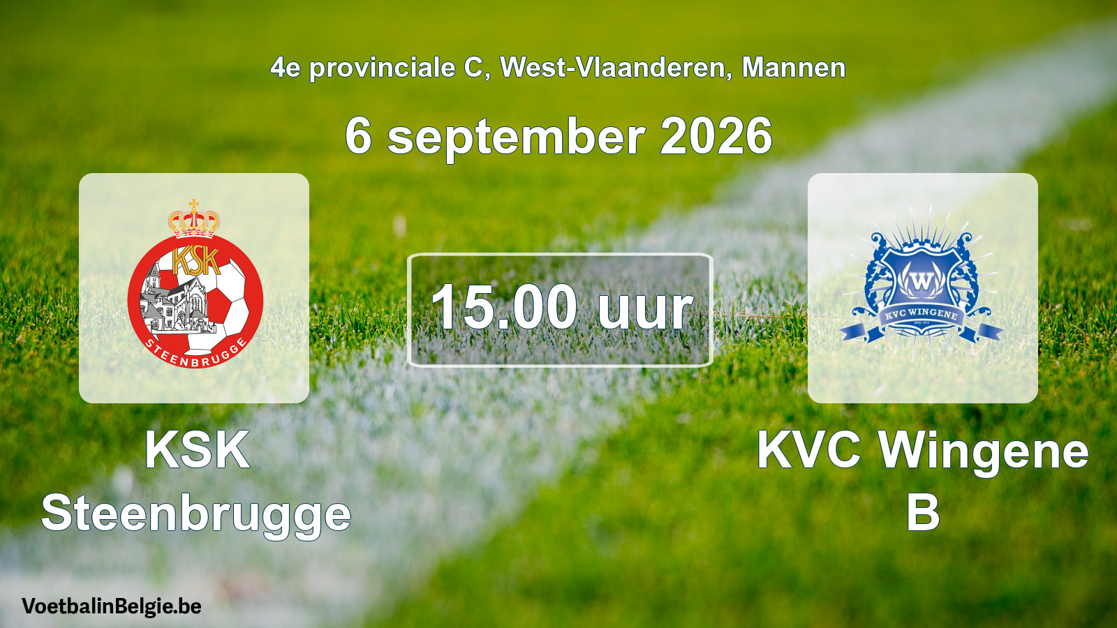 Geplande wedstrijd mannenvoetbal: KSK Steenbrugge - KVC Wingene B (6 september 2026)