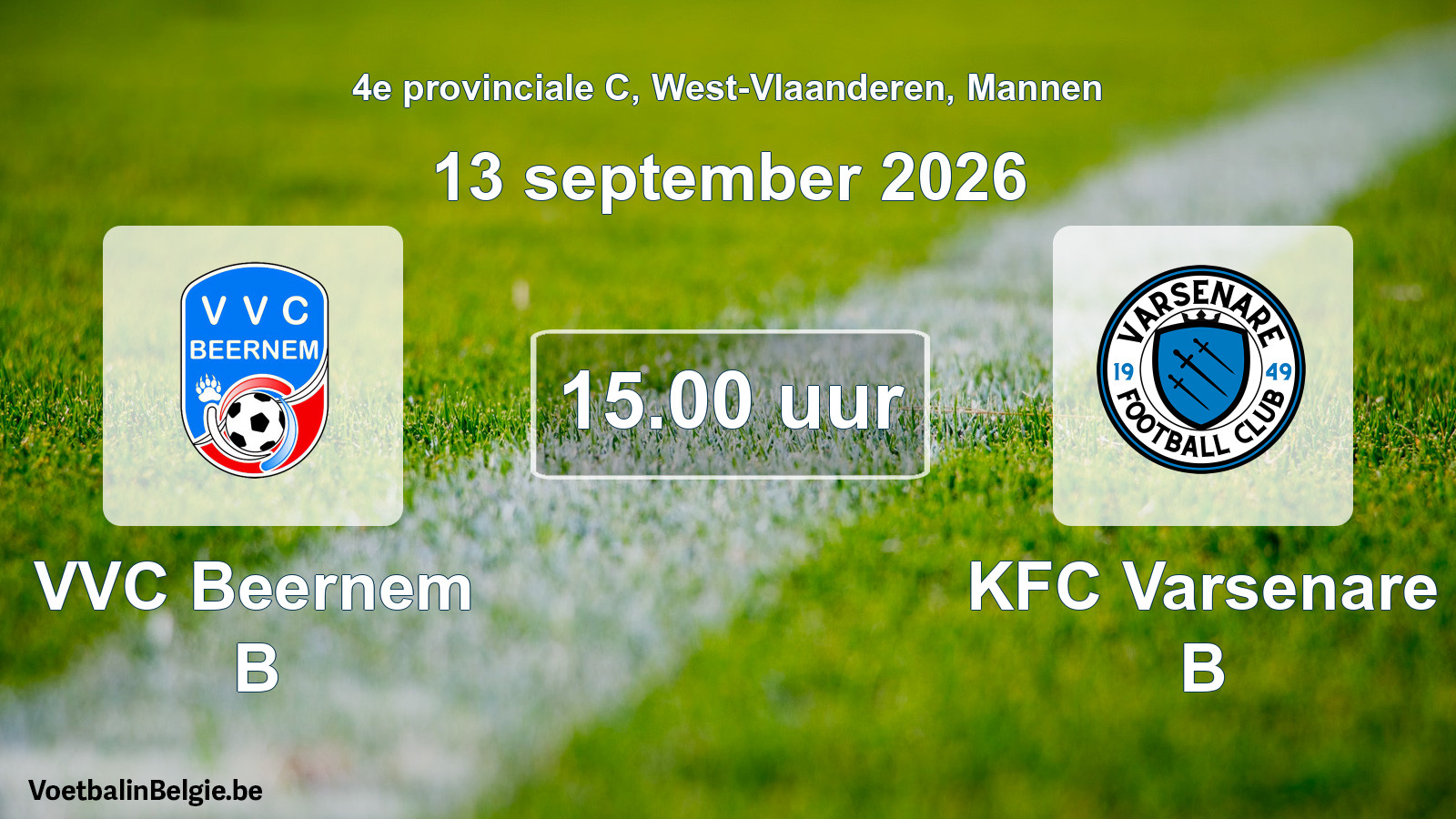 Geplande wedstrijd mannenvoetbal: VVC Beernem B - KFC Varsenare B (13 september 2026)