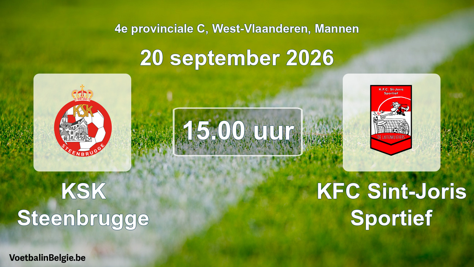 Geplande wedstrijd mannenvoetbal: KSK Steenbrugge - KFC Sint-Joris Sportief (20 september 2026)