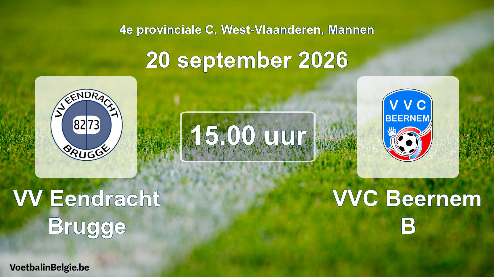 Geplande wedstrijd mannenvoetbal: VV Eendracht Brugge - VVC Beernem B (20 september 2026)