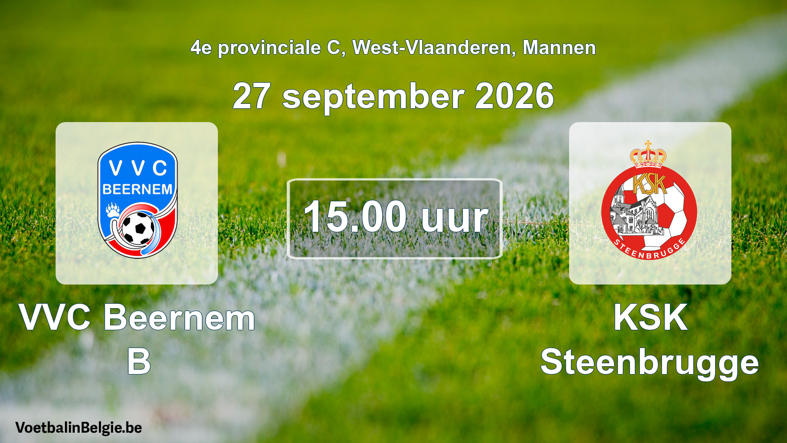 Geplande wedstrijd mannenvoetbal: VVC Beernem B - KSK Steenbrugge (27 september 2026)