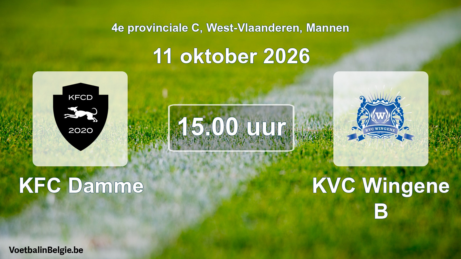 Geplande wedstrijd mannenvoetbal: KFC Damme - KVC Wingene B (11 oktober 2026)