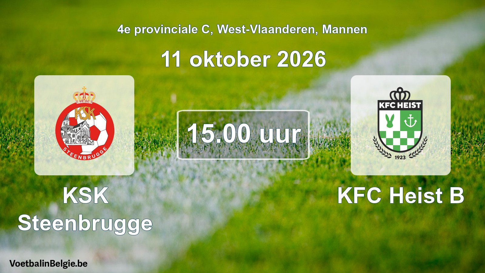 Geplande wedstrijd mannenvoetbal: KSK Steenbrugge - KFC Heist B (11 oktober 2026)