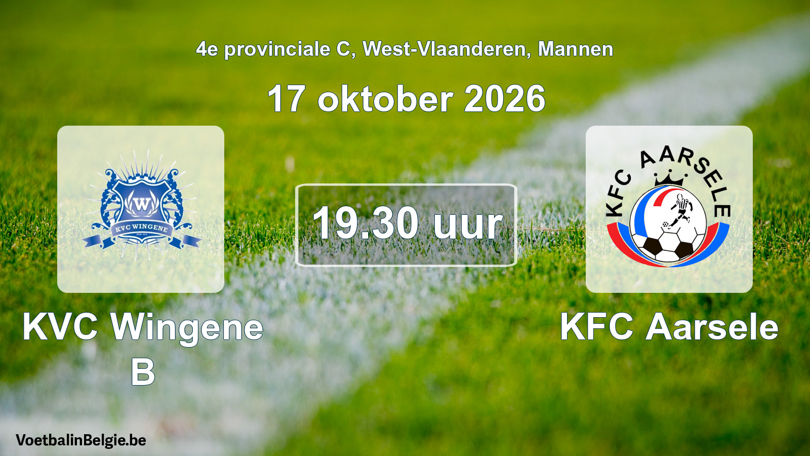 Geplantes Spiel männer-Fußball: KVC Wingene B - KFC Aarsele (17 Oktober 2026)