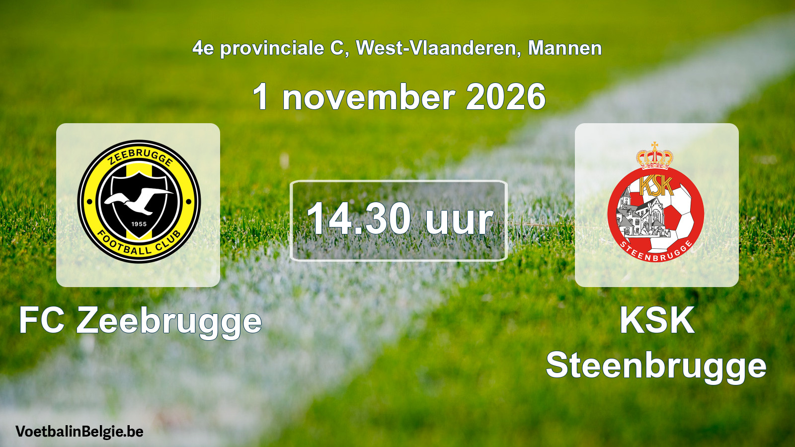 Match prévu football hommes: FC Zeebrugge - KSK Steenbrugge (1 novembre 2026)