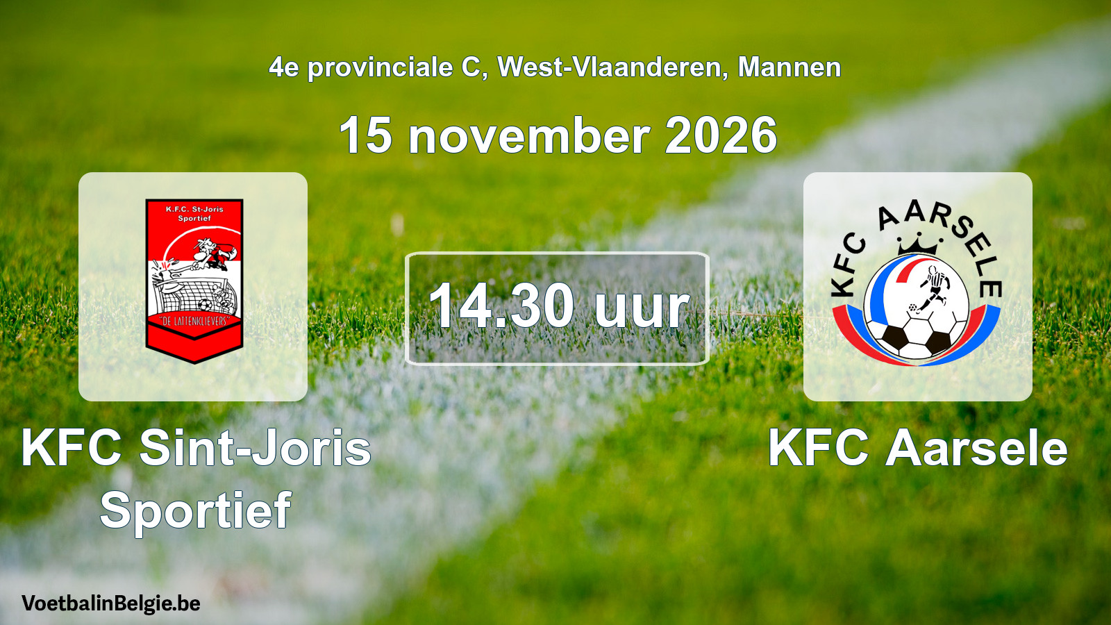 Geplande wedstrijd mannenvoetbal: KFC Sint-Joris Sportief - KFC Aarsele (15 november 2026)