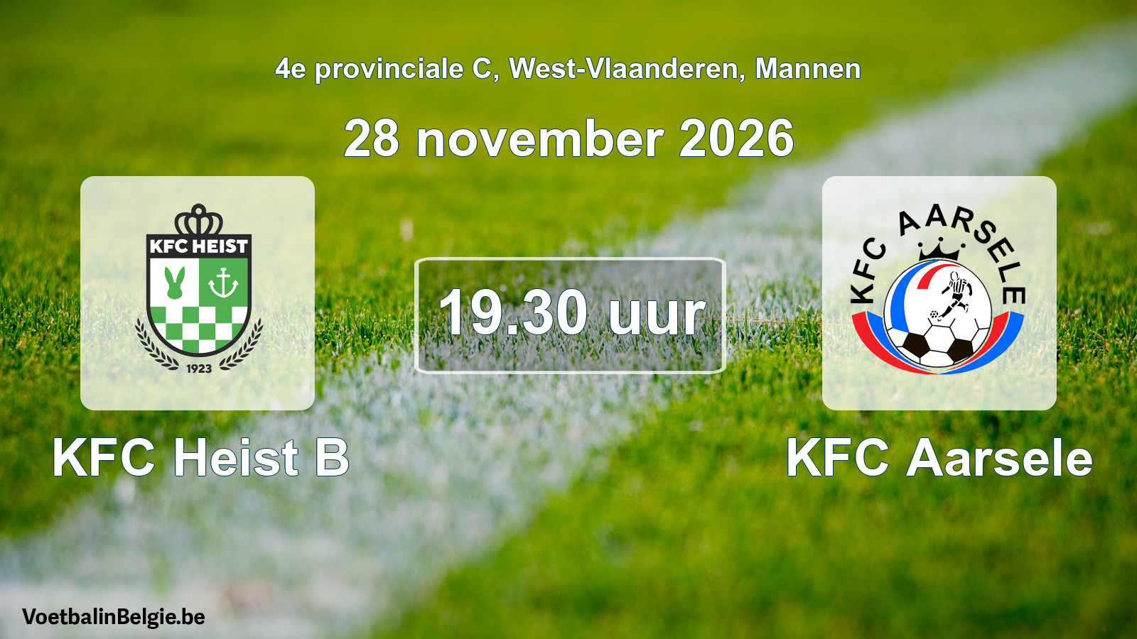 Geplantes Spiel männer-Fußball: KFC Heist B - KFC Aarsele (28 November 2026)