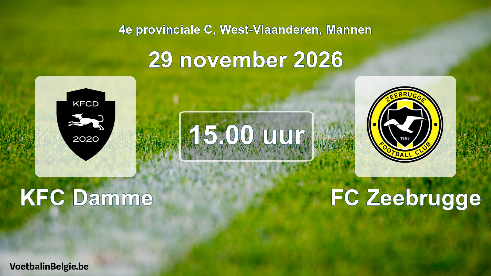 Geplande wedstrijd mannenvoetbal: KFC Damme - FC Zeebrugge (29 november 2026)