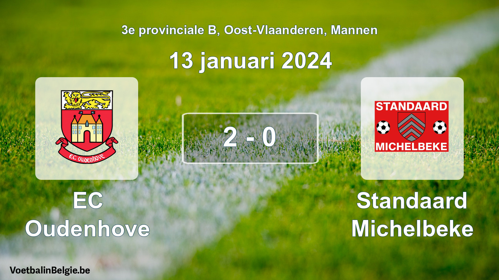 Gespeelde wedstrijd mannenvoetbal: EC Oudenhove - Standaard Michelbeke 2 - 0 (13 januari 2024)