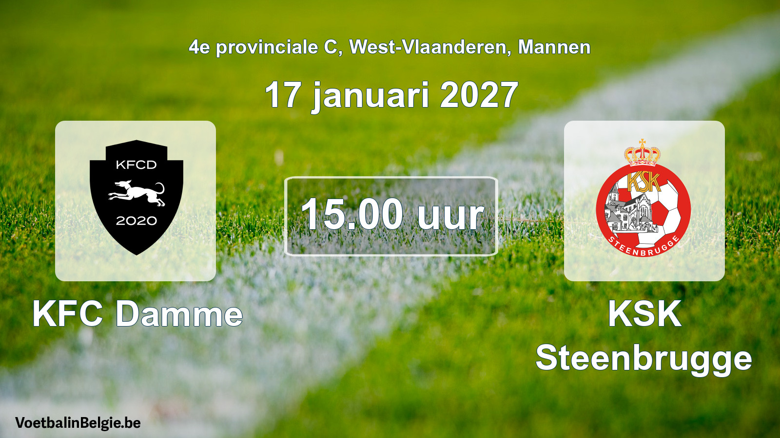 Geplande wedstrijd mannenvoetbal: KFC Damme - KSK Steenbrugge (17 januari 2027)
