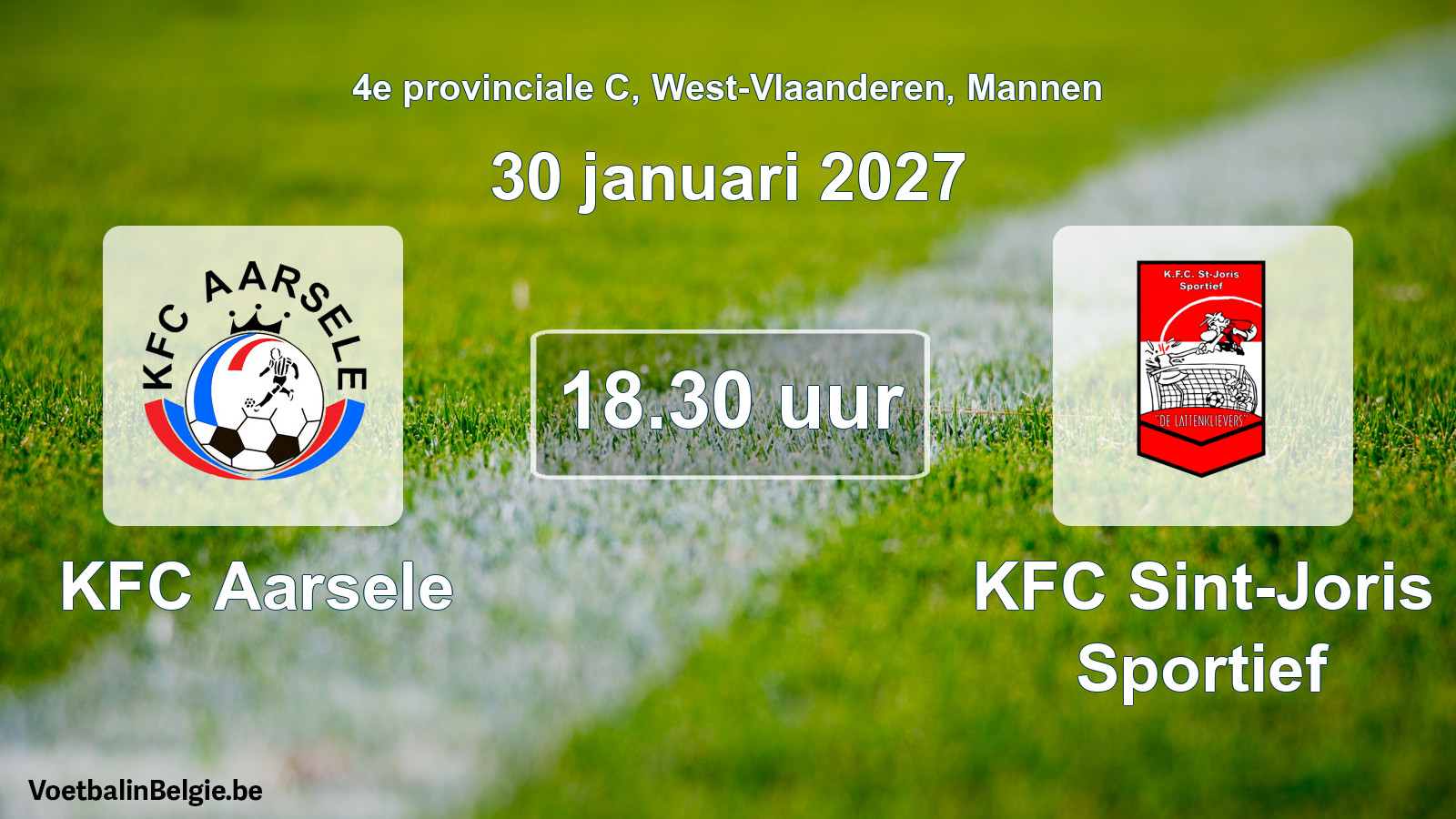 Geplande wedstrijd mannenvoetbal: KFC Aarsele - KFC Sint-Joris Sportief (30 januari 2027)