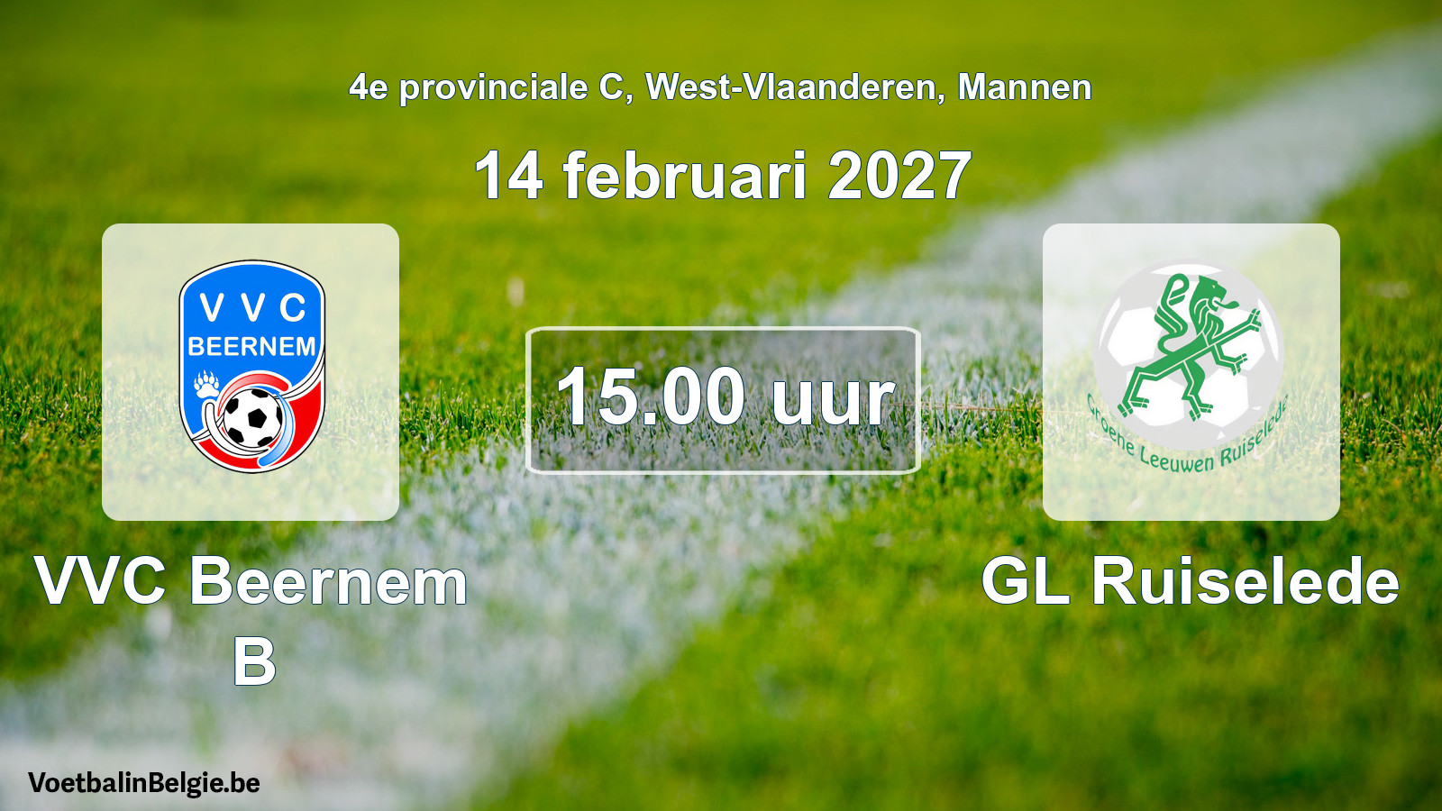 Geplande wedstrijd mannenvoetbal: VVC Beernem B - GL Ruiselede (14 februari 2027)