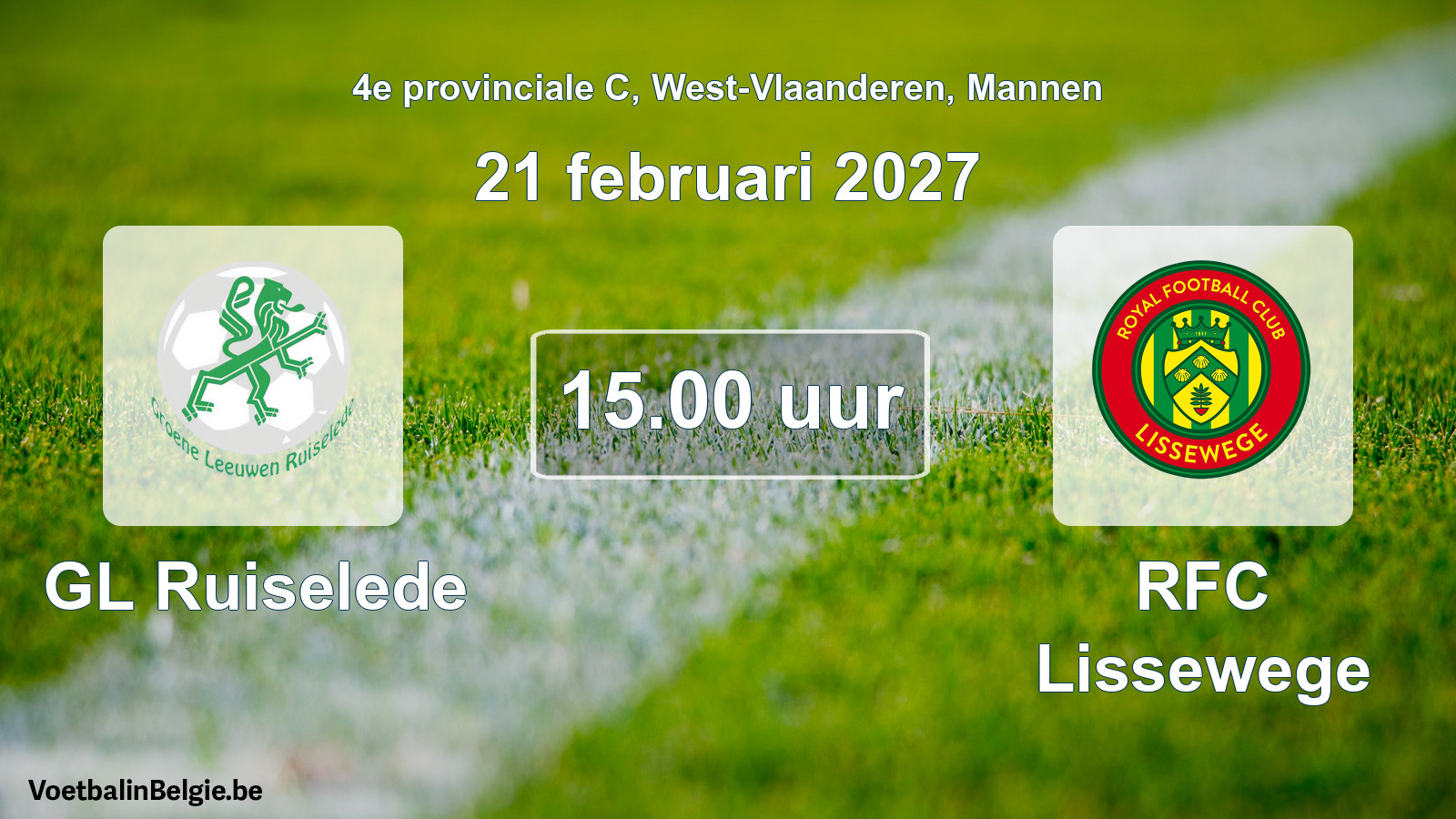 Geplande wedstrijd mannenvoetbal: GL Ruiselede - RFC Lissewege (21 februari 2027)
