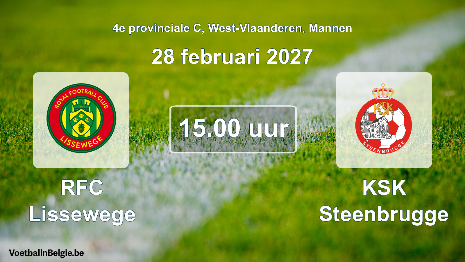 Geplande wedstrijd mannenvoetbal: RFC Lissewege - KSK Steenbrugge (28 februari 2027)