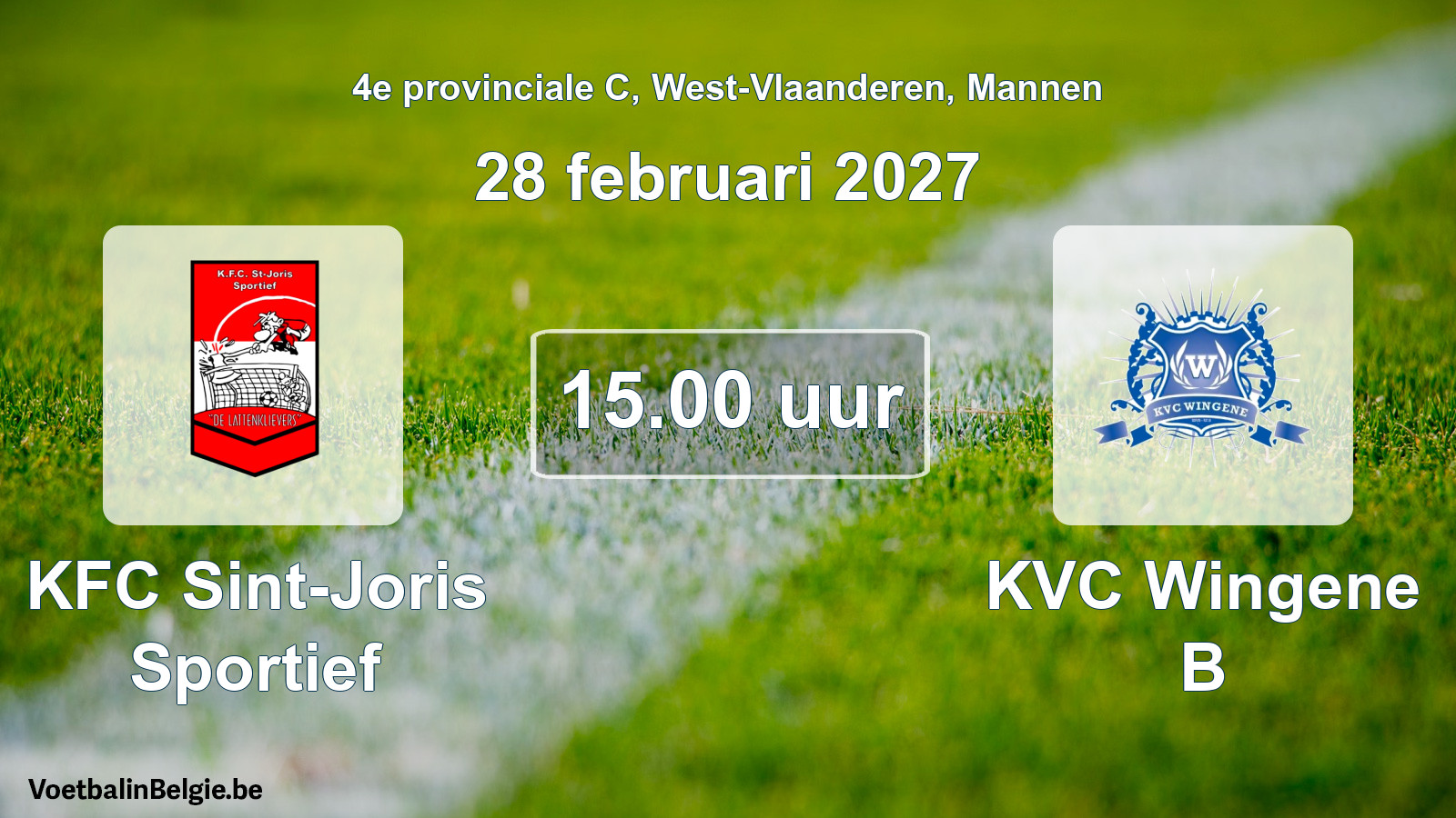 Geplande wedstrijd mannenvoetbal: KFC Sint-Joris Sportief - KVC Wingene B (28 februari 2027)