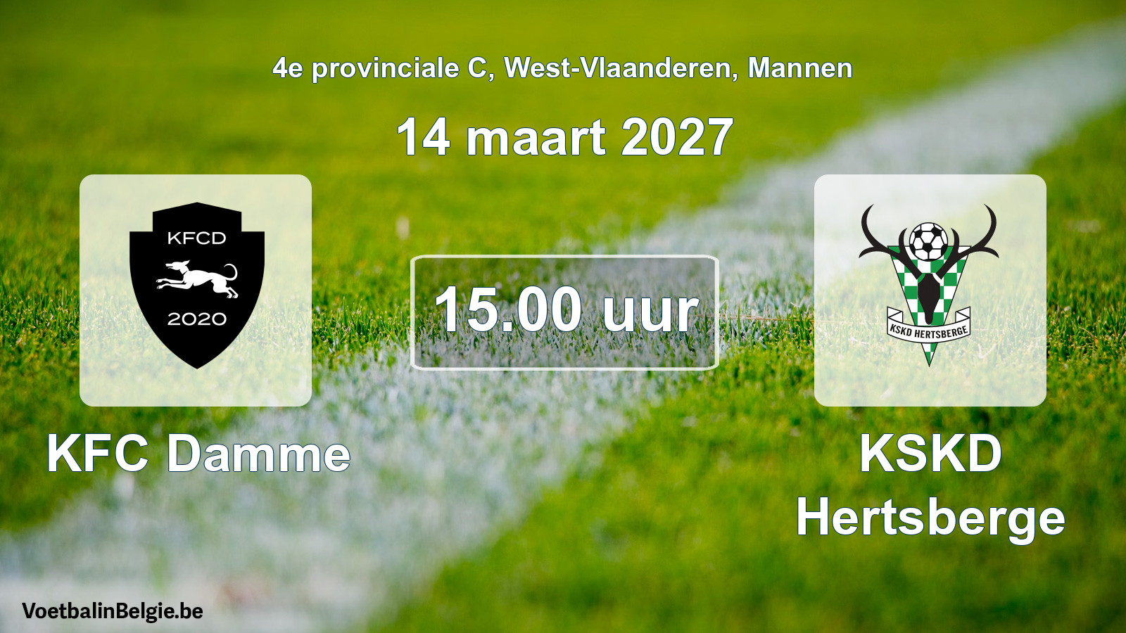 Geplande wedstrijd mannenvoetbal: KFC Damme - KSKD Hertsberge (14 maart 2027)
