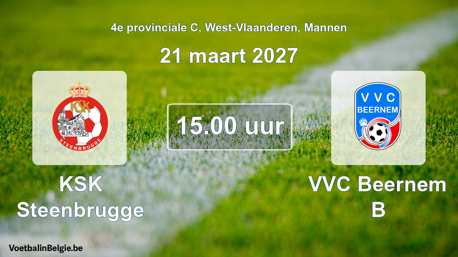 Geplande wedstrijd mannenvoetbal: KSK Steenbrugge - VVC Beernem B (21 maart 2027)