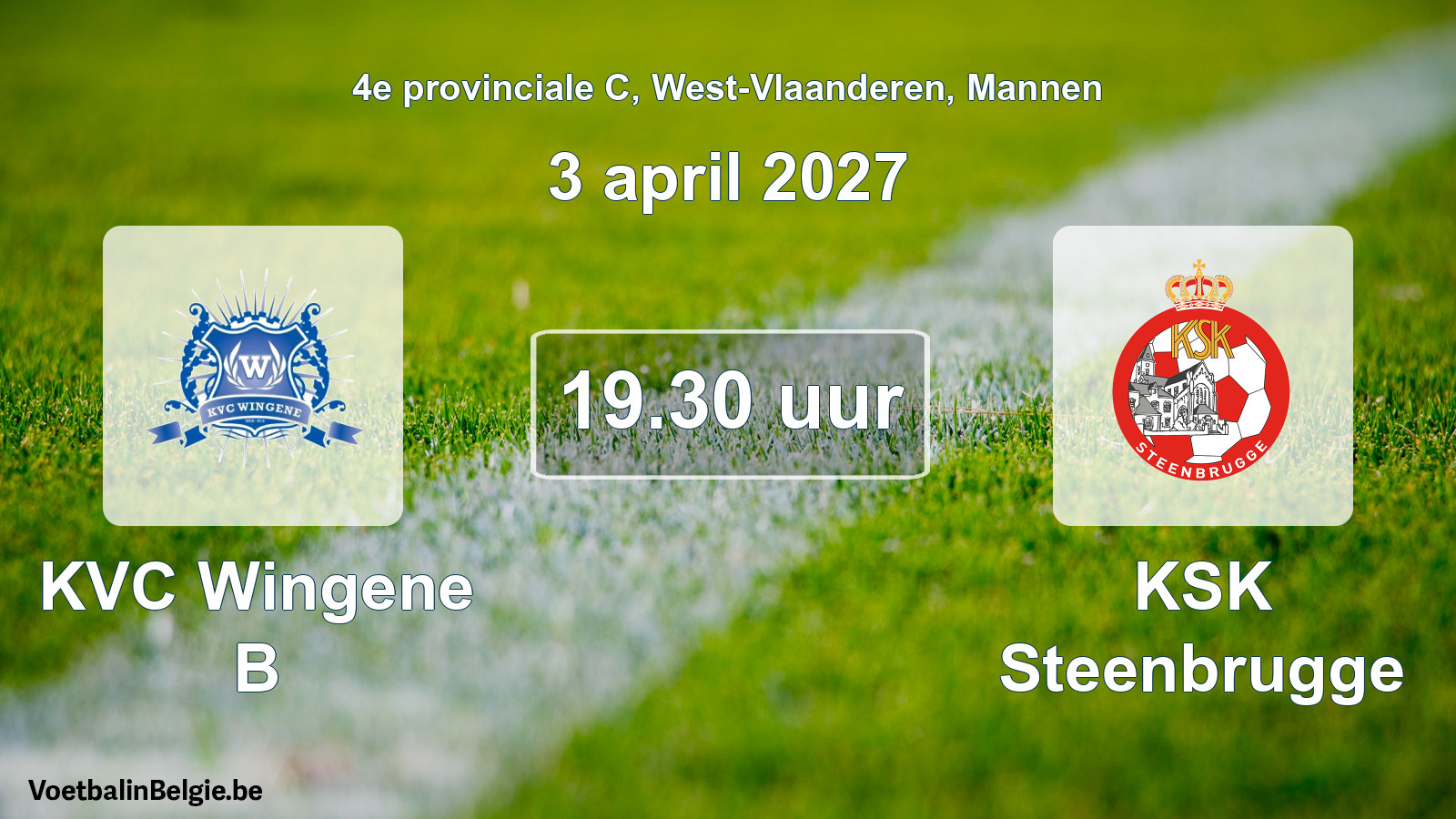 Geplantes Spiel männer-Fußball: KVC Wingene B - KSK Steenbrugge (3 April 2027)
