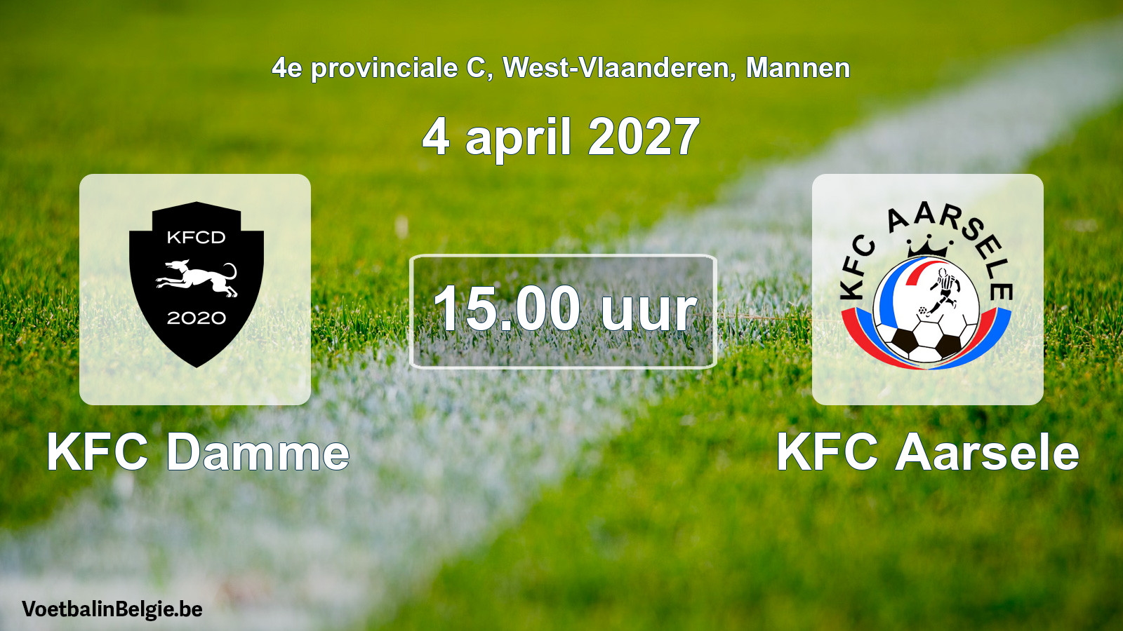 Geplande wedstrijd mannenvoetbal: KFC Damme - KFC Aarsele (4 april 2027)