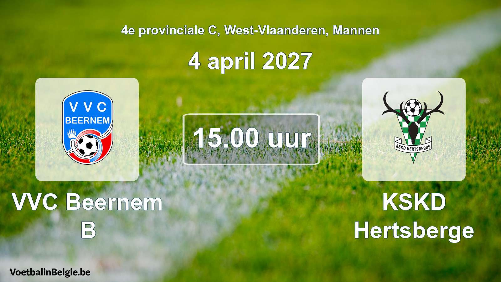 Geplande wedstrijd mannenvoetbal: VVC Beernem B - KSKD Hertsberge (4 april 2027)