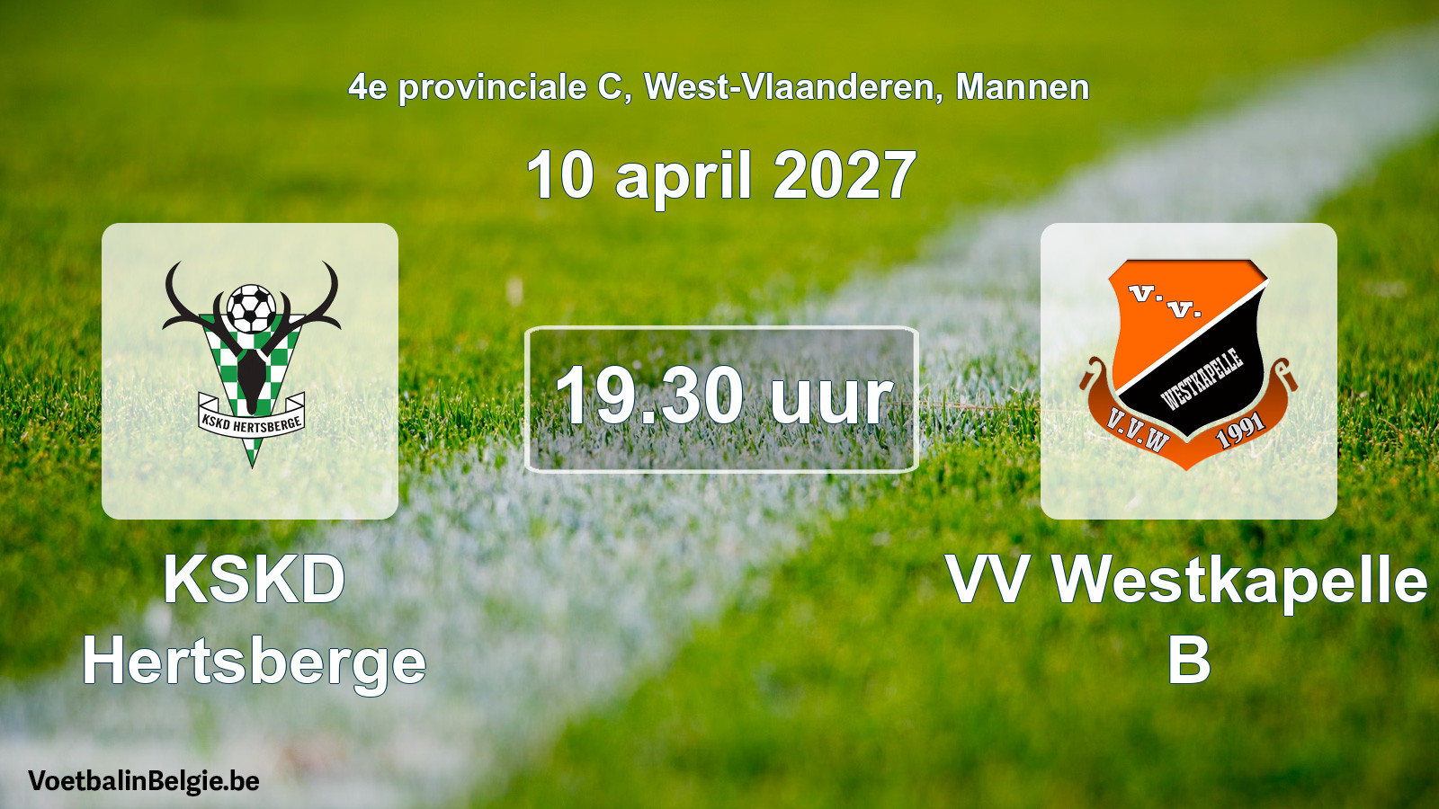 Geplande wedstrijd mannenvoetbal: KSKD Hertsberge - VV Westkapelle B (10 april 2027)