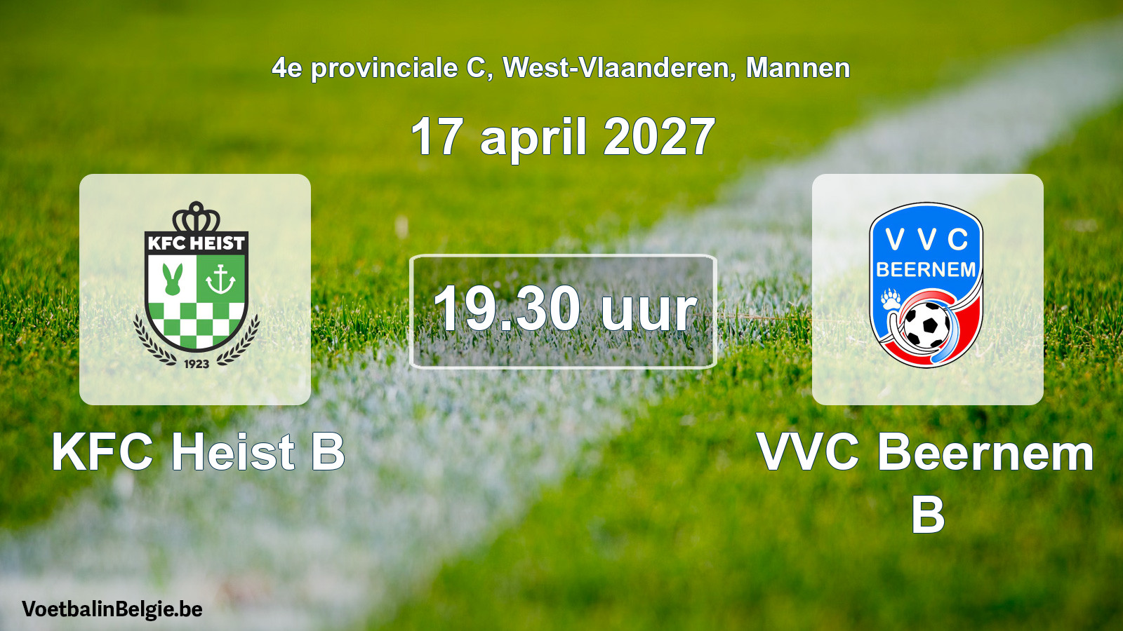 Geplande wedstrijd mannenvoetbal: KFC Heist B - VVC Beernem B (17 april 2027)